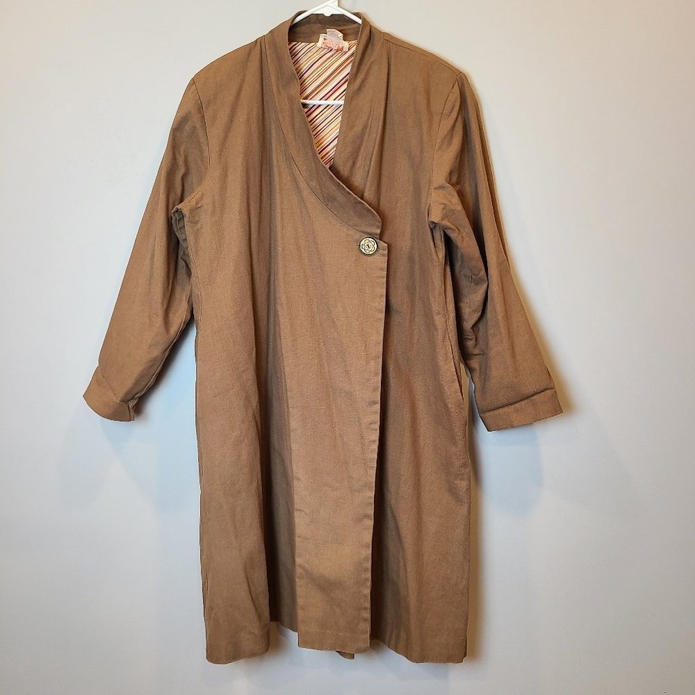 April Cornell Jacket Vintage Coat Tan Long Trench